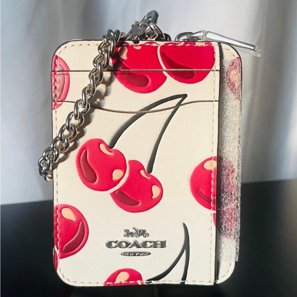 Coach Zip Card Case with Cherry Print